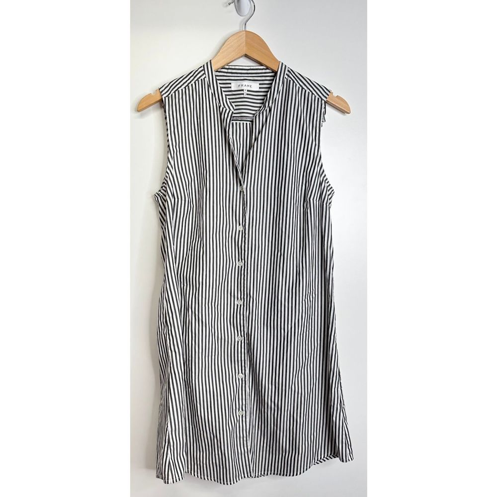 FRAME Dress Womens Size Medium Striped Sleeveless Tie Back 100% Cotton